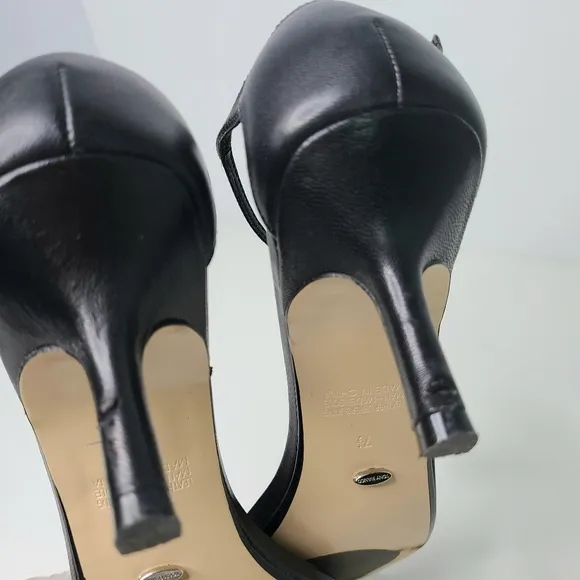 Tony Bianco Black Strappy Leather Low Heels