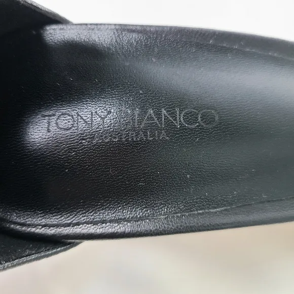 Tony Bianco Black Strappy Leather Low Heels