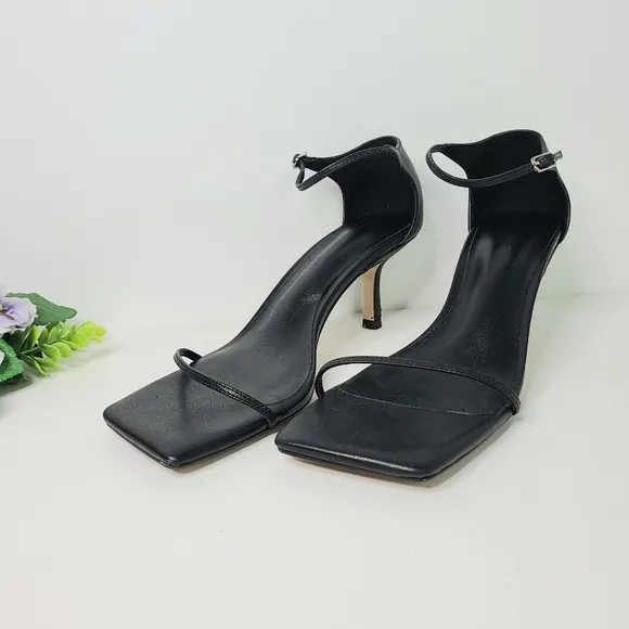Tony Bianco Black Strappy Leather Low Heels