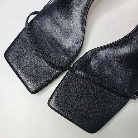 Tony Bianco Black Strappy Leather Low Heels