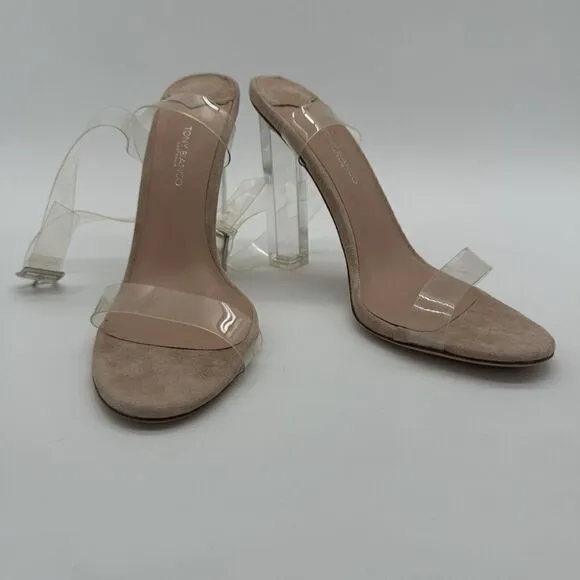 Tony Bianco Kiki Heels Sandals NWOB Women's 8 Clear Vynalite Blush Heels Strappy