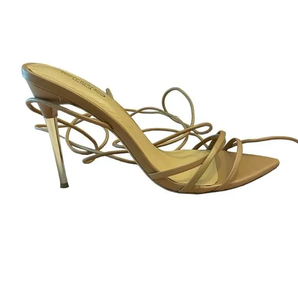 Tony Bianco Mavis Heels Sandal Leather Strappy Pointed Toe Caramel Venice Size 8