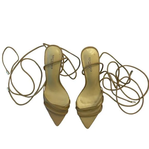 Tony Bianco Mavis Heels Sandal Leather Strappy Pointed Toe Caramel Venice Size 8
