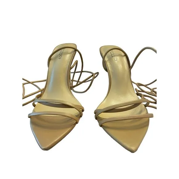Tony Bianco Mavis Heels Sandal Leather Strappy Pointed Toe Caramel Venice Size 8