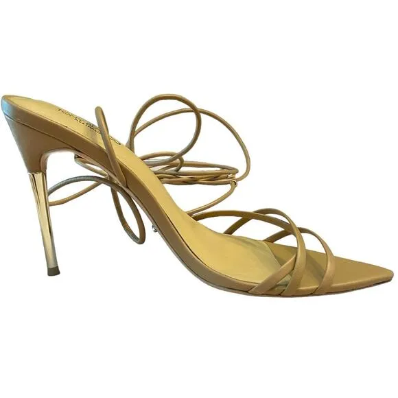 Tony Bianco Mavis Heels Sandal Leather Strappy Pointed Toe Caramel Venice Size 8