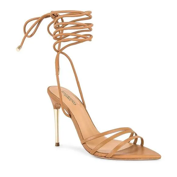 Tony Bianco Mavis Heels Sandal Leather Strappy Pointed Toe Caramel Venice Size 8