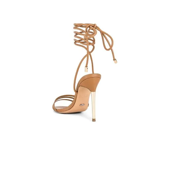 Tony Bianco Mavis Heels Sandal Leather Strappy Pointed Toe Caramel Venice Size 8