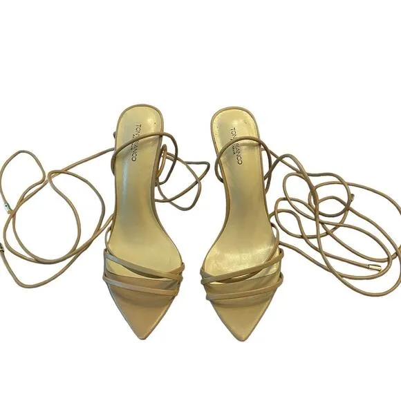 Tony Bianco Mavis Heels Sandal Leather Strappy Pointed Toe Caramel Venice Size 8
