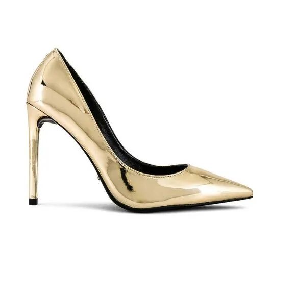 Tony Bianco Metallic Leather Upper Anja Heel Pointed Toe Gold Shine Size 10