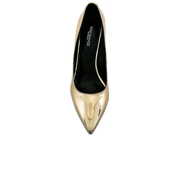 Tony Bianco Metallic Leather Upper Anja Heel Pointed Toe Gold Shine Size 10