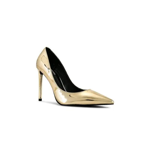 Tony Bianco Metallic Leather Upper Anja Heel Pointed Toe Gold Shine Size 10