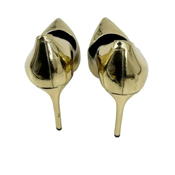 Tony Bianco Metallic Leather Upper Anja Heel Pointed Toe Gold Shine Size 10