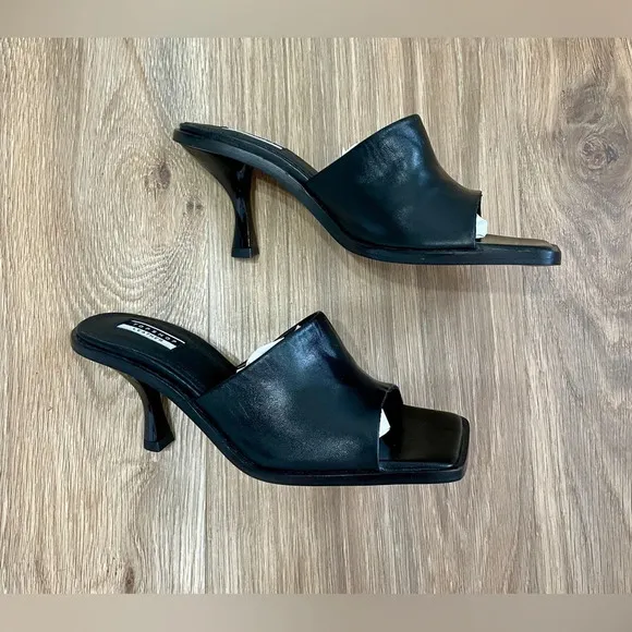 TopShop Rada Black Leather Square Toe Mules Size 6.5 LNC