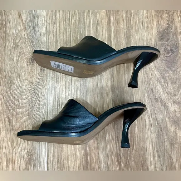 TopShop Rada Black Leather Square Toe Mules Size 6.5 LNC