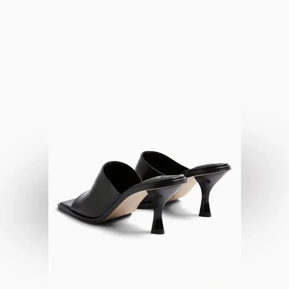 TopShop Rada Black Leather Square Toe Mules Size 6.5 LNC