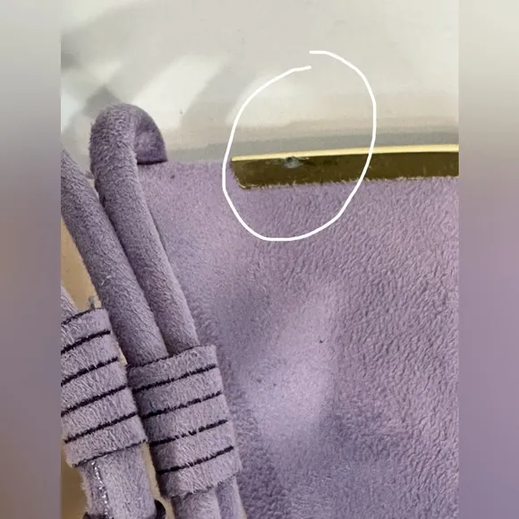 TORGEIS Medinilla Faux Suede Strappy Sandal Heel Lavender Slip On Open Toe Sz 11