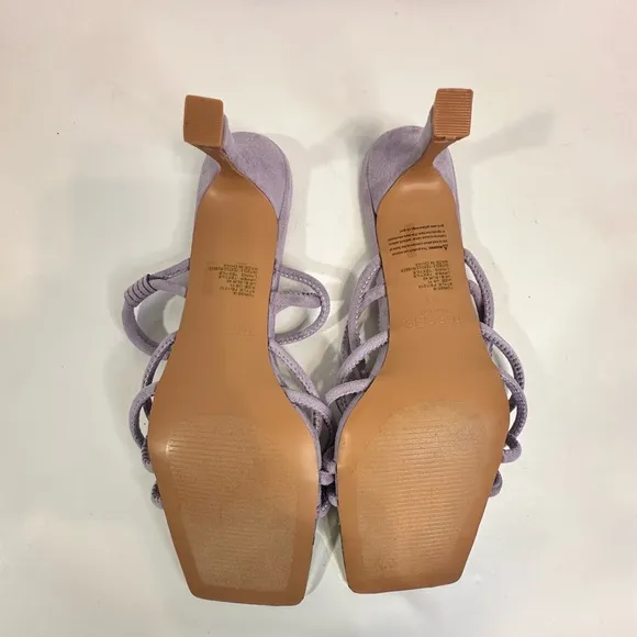 TORGEIS Medinilla Faux Suede Strappy Sandal Heel Lavender Slip On Open Toe Sz 11
