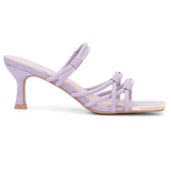 TORGEIS Medinilla Faux Suede Strappy Sandal Heel Lavender Slip On Open Toe Sz 11