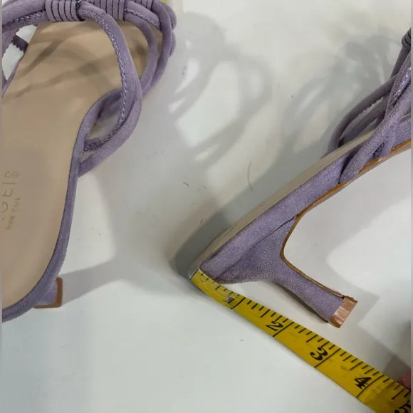 TORGEIS Medinilla Faux Suede Strappy Sandal Heel Lavender Slip On Open Toe Sz 11