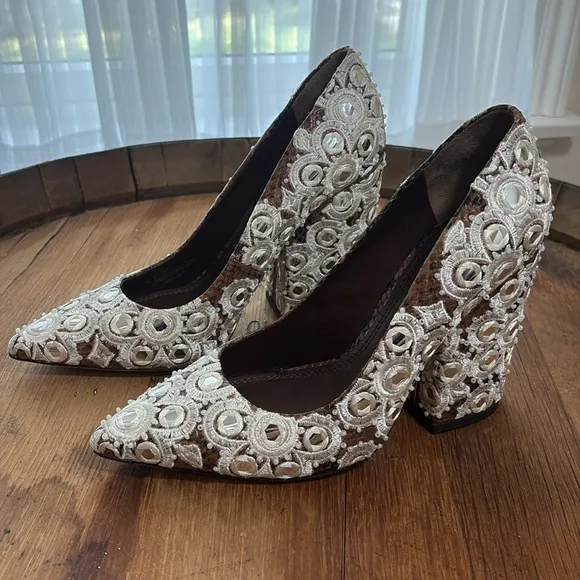 Tory Burch | *2 DIFFERENT SIZED SHOES* Francesca Roccia Rhinestone Heels 6.5 &amp; 7