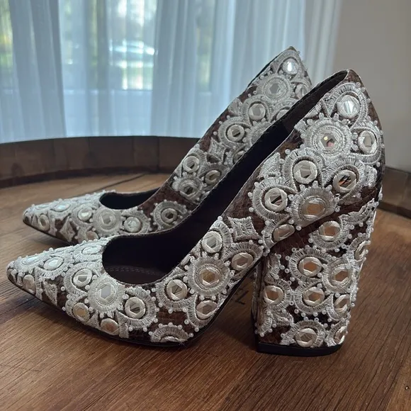 Tory Burch | *2 DIFFERENT SIZED SHOES* Francesca Roccia Rhinestone Heels 6.5 &amp; 7