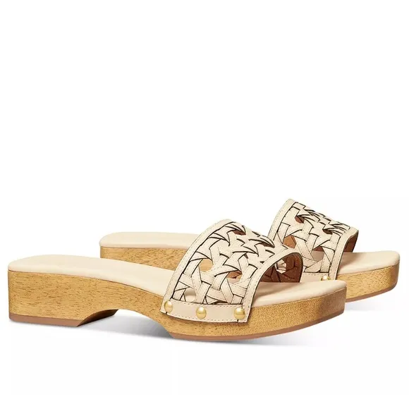 Tory Burch Basketweave Clogs - brand new - leather size 11