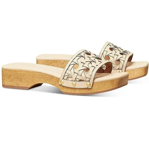 Tory Burch Basketweave Clogs - brand new - leather size 11