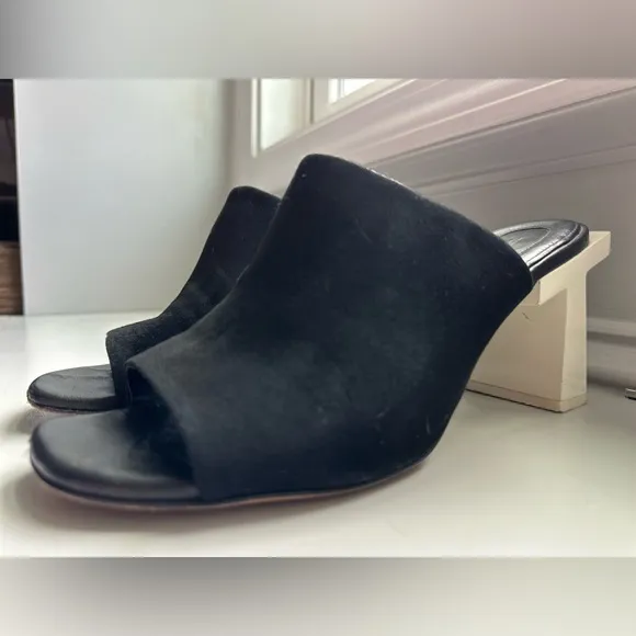 Tory Burch Black and White Geometric Heel Mules