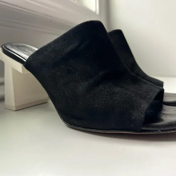 Tory Burch Black and White Geometric Heel Mules