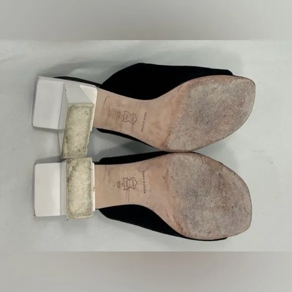 Tory Burch Black and White Geometric Heel Mules
