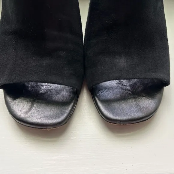 Tory Burch Black and White Geometric Heel Mules