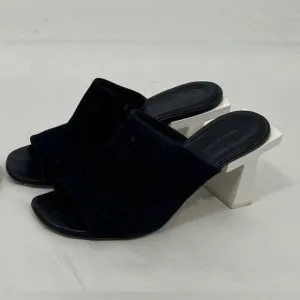 Tory Burch Black and White Geometric Heel Mules