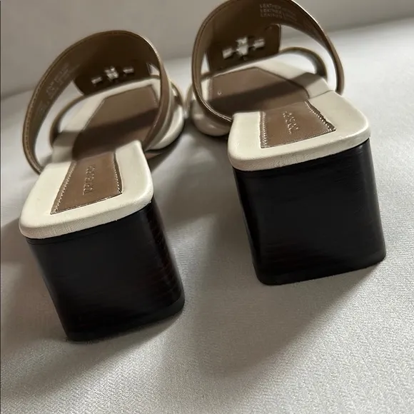 Tory Burch Brown and Cream Mules with Square Buckle. Worn once.
