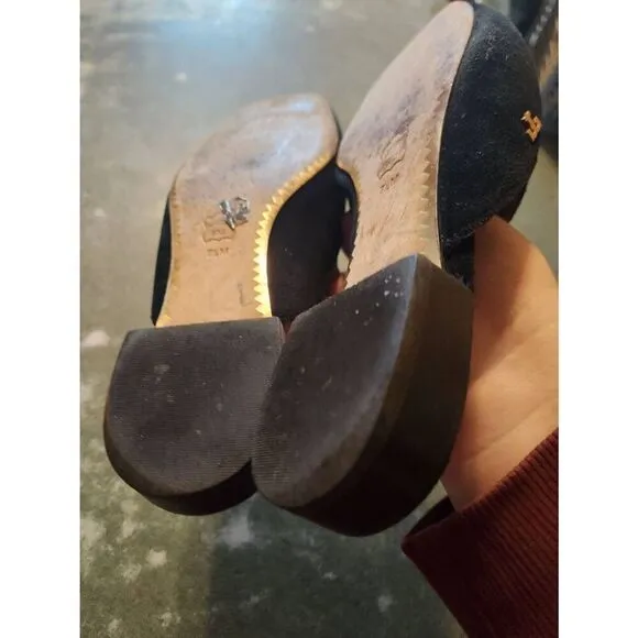 Tory Burch “Carlotta” black suede mules size 7.5