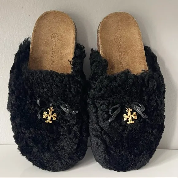 Tory Burch Charm Mammoth Shearling Mules