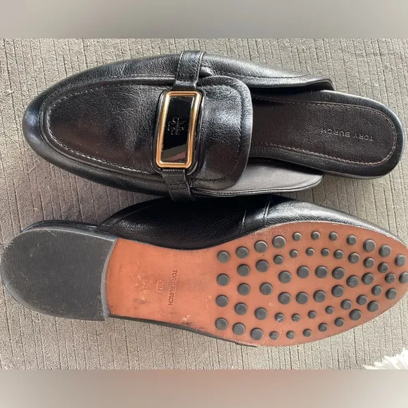 TORY BURCH Georgia Embellished leather slippers size 10