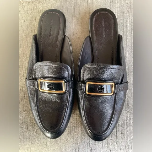 TORY BURCH Georgia Embellished leather slippers size 10
