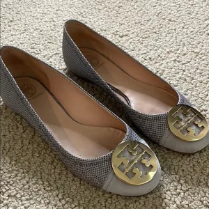 Tory Burch Gray and Gold Women's Flats