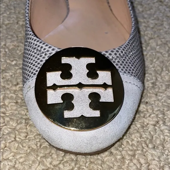 Tory Burch Gray and Gold Women's Flats