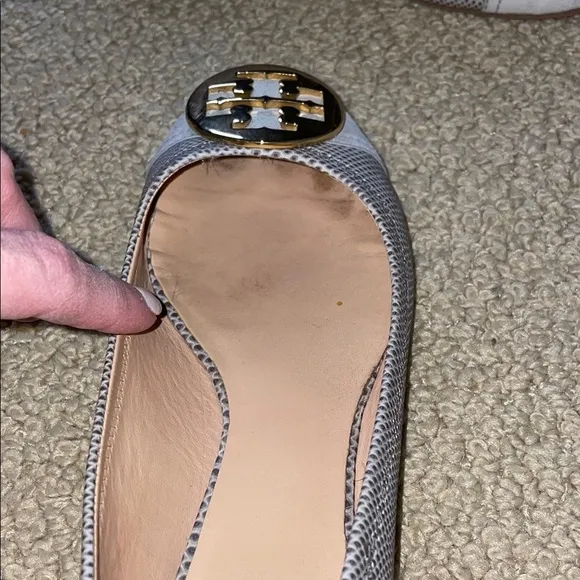 Tory Burch Gray and Gold Women's Flats