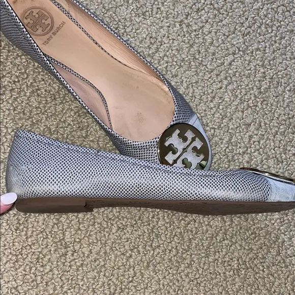 Tory Burch Gray and Gold Women's Flats