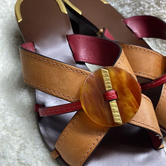 Tory Burch Heeled‎ Leather Mules Size 8.5
