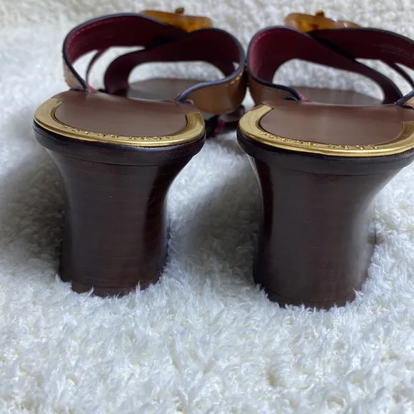 Tory Burch Heeled‎ Leather Mules Size 8.5