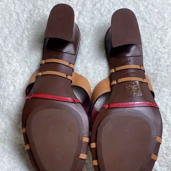 Tory Burch Heeled‎ Leather Mules Size 8.5