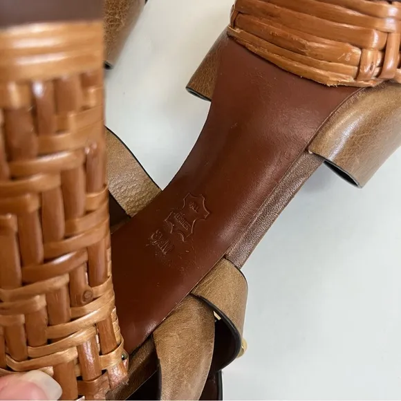 Tory Burch Heels 8.5 Cella Cognac Brown Leather Strappy Platforms Sandal