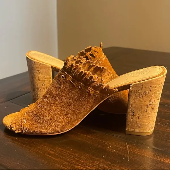 Tory Burch Huntington Suede Fringe Mules