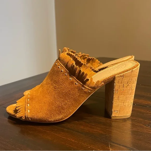 Tory Burch Huntington Suede Fringe Mules