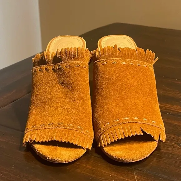 Tory Burch Huntington Suede Fringe Mules