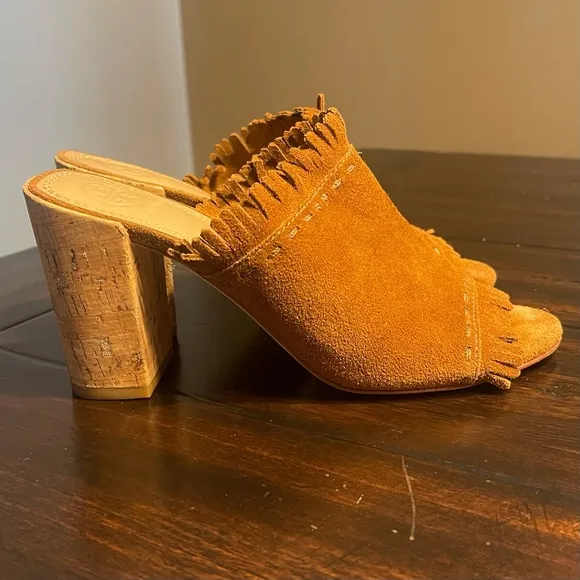 Tory Burch Huntington Suede Fringe Mules