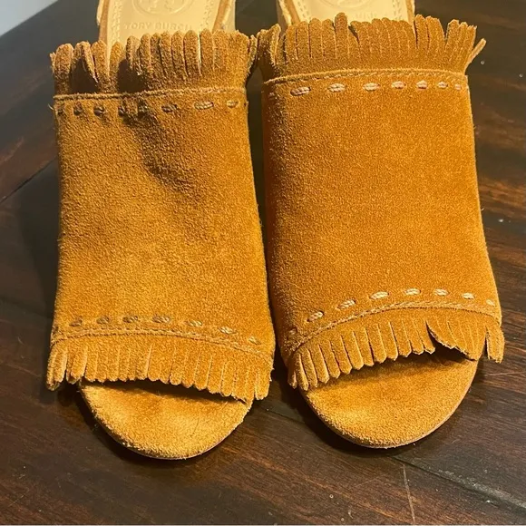 Tory Burch Huntington Suede Fringe Mules